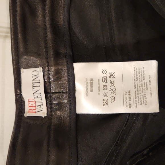 RED VALENTINO LOW RISE LEATHER BIKER PANTS - Picture 3 of 7